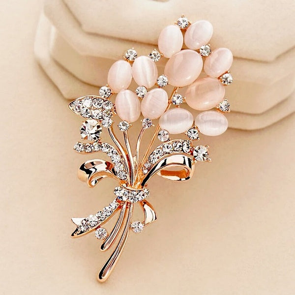 New Fashionable Opal Stone Flower Brooch Pin Garment Accessories Birthday Gift brooches for women rhinestone brooch Pin Jewelry Gift Arrow Matron Inn