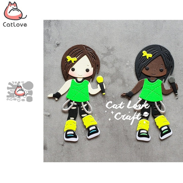 Catlove femme chanteuse de Rock métal matrices de découpe Scrapbooking pochoir découpes carte faisant bricolage artisanat gaufrage nouveaux matrices