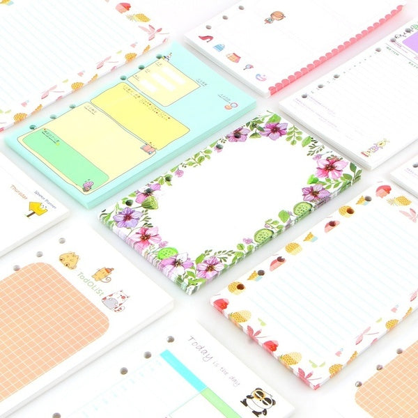 40 Sheet-pack A6 A5 Colorful Refills Spiral Notebook Inner Pages 6 Holes Loose Leaf Diario Binder Paper Planner Filler Paper