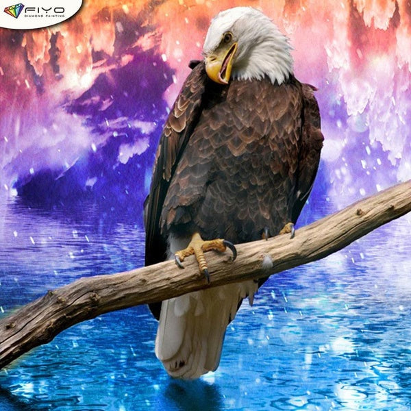 FIYO DIY 5D Eagle Diamond Painting Full Drill with Number Kits Home and Kitchen Fashion Cross Stitch Embroidery Paintings Canvas Pictures Wall Decora