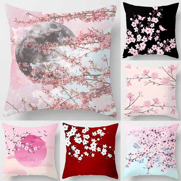 Plum blossom printing square pillowcase, home decoration, car sofa cushion cover (45cm * 45cm)
