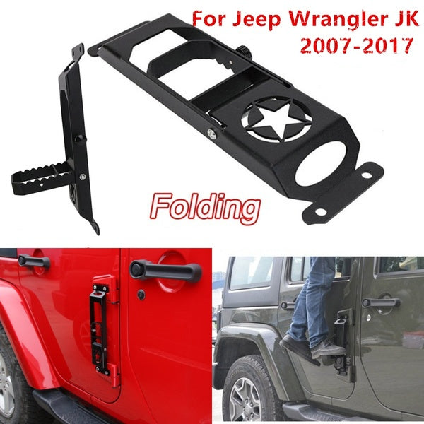 For Jeep Wrangler JK 2007-2017 Car Door Step Hinge Foot Pedal Side Foot Rest Peg Exterior Door Ladder