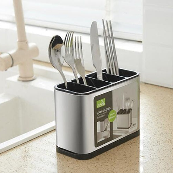 1PC acier inoxydable cuillère fourchette étagère de rangement mural ustensiles de cuisine support de vidange étagère baguettes Cage conteneur OK 1176