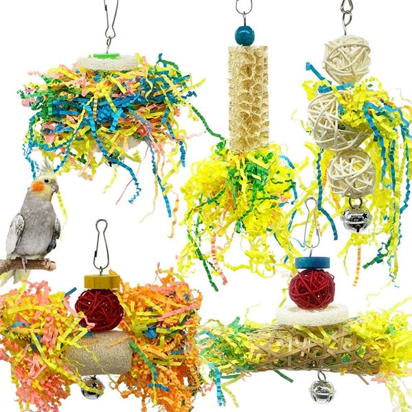 5 pcs Bird Parrots Shredding Toys Parakeet Chewing Toys Parrot Cage Shredder Toys Bird Foraging Hanging Toys Bird Accessories for Cages