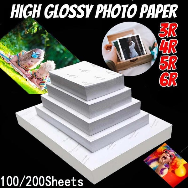 100-200Sheets High Glossy Photo Paper Multiple Thicknesses Vibrant Colours For Photos Waterproof For Canon Inkjet Printers