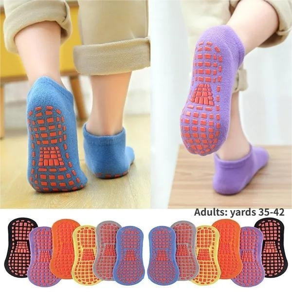 1-2 pair rubber dot cotton adult yoga socks sweat absorbing breathable trampoline socks indoor non slip floor socks men and women