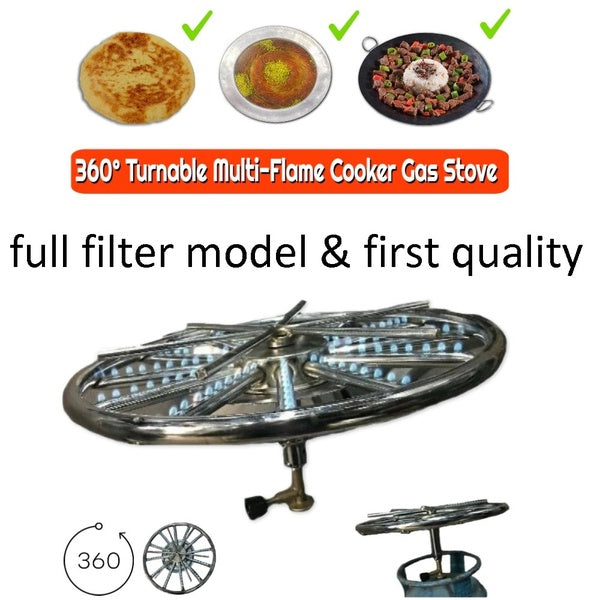 Multi-Flame Réglable Turc Kunefe Kadayif Cuisinière Rôtissage Dessert Crêp Cuisinière Cuisinière 360 ° Rotatif Top Lpg Gaz Propane Tube Grande Taille