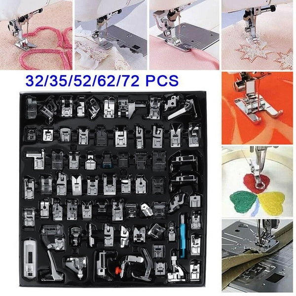 32-35-52-62-72 PCS Presser Feet Set,Snap On Sewing Machine Foot Kit Household DIY Spare Parts Accessories