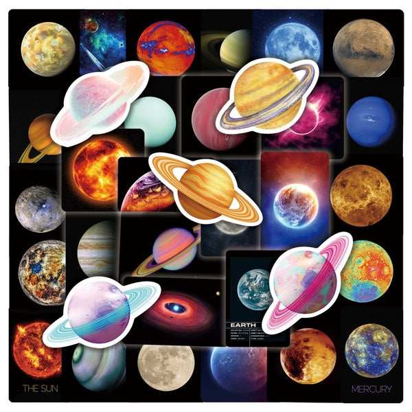 15-50PCS Colorful solar system universe planets graffiti stickers electric car helmet TV water cup trolley case guitar laptop stickers car stickers