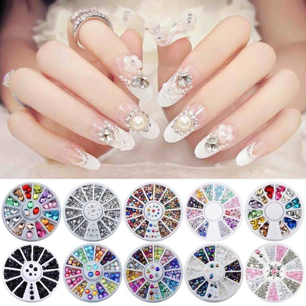 Fashion Glitter Silver Colorful Crystal Nail Rhinestone Studs 3D Nail Art Decorations for Women and Girl