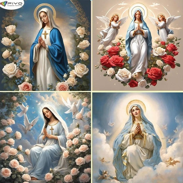 FIYO Mary Diamond Painting Kits For Adults DIY 5D Diamond Mosaic Diamond Painting Home and Kitchen Fashion Canvas Pictures Wall Decoration Gifts Arts