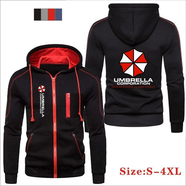 2024 Mens Casual Resident Evil Umbrella Corporation Hoodie Zip Up Cardigan Cotton Hooded Sweatshirt Coat S-4XL