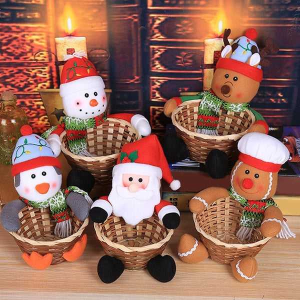 Merry Christmas Candy Storage Basket Decoration Santa Claus Storage Basket Gift Christmas Decorations