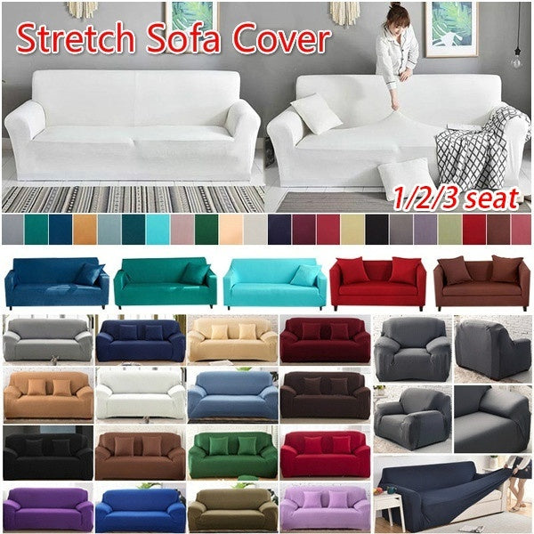 Solid Color Universal Living Room Sofa Cover Elastic Corner Sofa Cover Chaise Lounge Cover Chair Cover 1-2-3 Seat