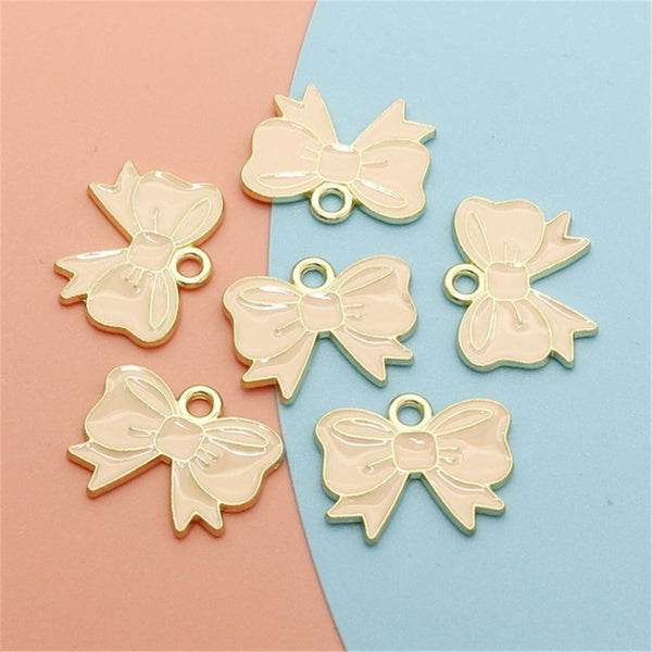 20Pcs 18*14mm Bow-knot Enamel Metal Charms Diy Findings Bracelets Earring Pendant Charms for Jewelry Making Supplies Accessories