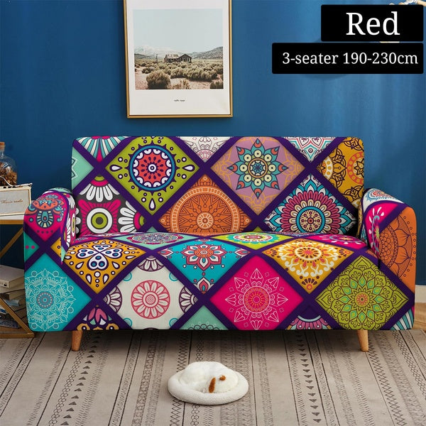 Ethnic splicing Sofa Cover Sofa Cover Soft Sofa Cover Elastic Protective Cover Soft Sofa Cover Slip Elastic Home Indoor Furniture Decoration Sofa Str