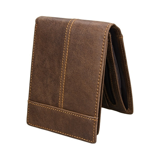 Fashion Vintage Men Wallets Genuine Leather Card Holder Purse Wallet with Coin Pocket