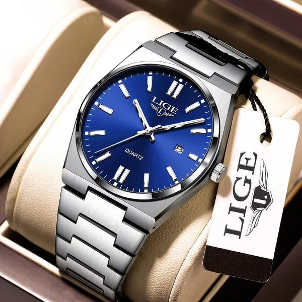 LIGE Montre De Luxe Pour Hommes Calendrier D'affaires Montre À Quartz Sport Montres En Acier Inoxydable Lumineuses Étanches Pour Hommes Relogio Mascu