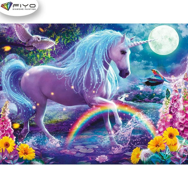 Unicorn DIY 5D Diamond Painting Full Drill with Number Kits Home and Kitchen Fashion Mosaic Diamond Painting Canvas Wall Decoration Gift Crafts for A