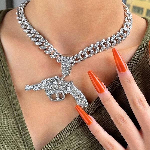 Punk Hip Hop Iced Out Crystal Pendant Necklace Chunky Miami Cuban Link Chain Necklace Zircon Choker for Women Men Jewelry