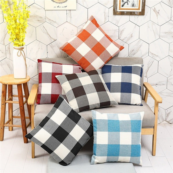 Home Décor Sofa Cushion Cover Buffalo Plaid Pattern Throw Pillow Case Cover Filling Not Included