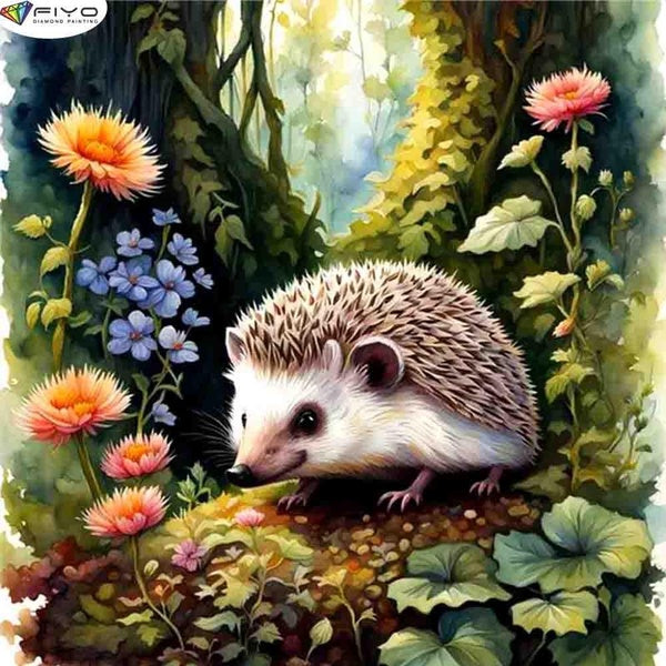 FIYO Hedgehog DIY 5D Diamond Painting Full Drill with Number Kits Home and Kitchen Fashion Mosaic Diamond Painting Canvas Wall Decoration Gift Crafts