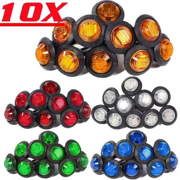 10pcs 12V Round Trailer Side Marker Lights Waterproof LED For Trucks Clearance Lights Truck Turn Signal Lamp