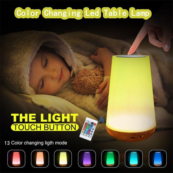 Table Lamp Bedside Lamp For Bedroom 13 Color Changing Touch Night Light RGB Remote Dimmable USB Rechargeable Portable Room Light
