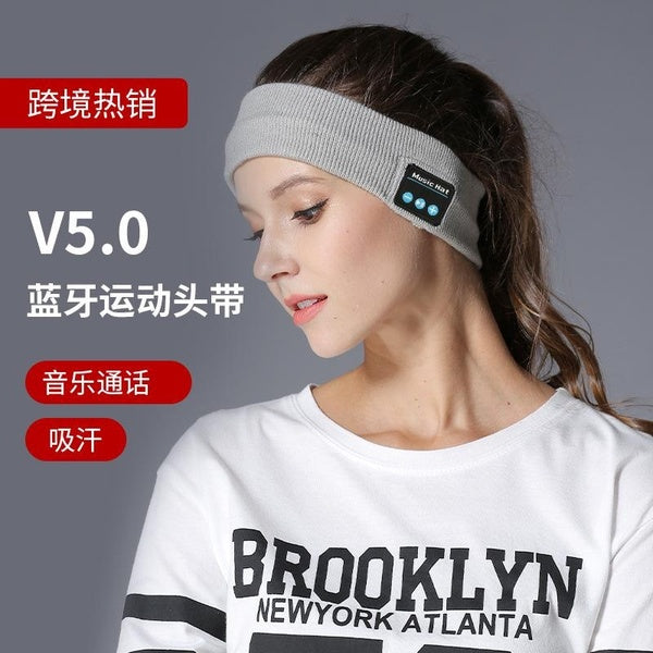 V5.0 Wireless Bluetooth Headband Outdoor Fitness Headphones Music Call Knitted Sports Headband