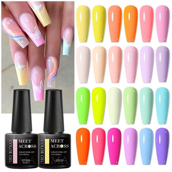 7ml Gel Nail Polish Neon Bright Color Gel Polish Vernis Semi Permanent Nail Art Manicure Soak Off LED UV Gel