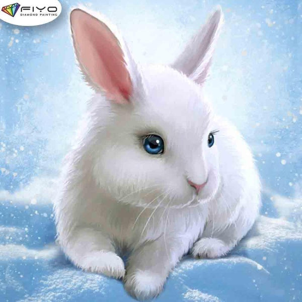 FIYO Lovely Rabbit Diamond Painting Kits for Adults DIY 5D Diamond Mosaic Diamond Painting Home and Kitchen Fashion Canvas Pictures Wall Decoration G