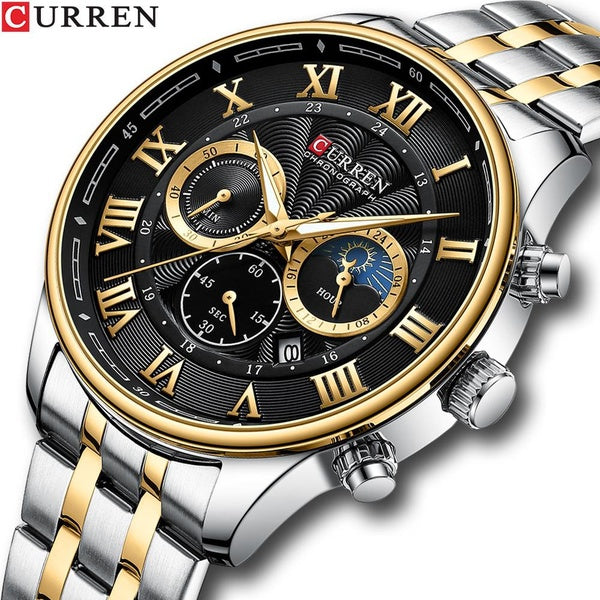 CURREN mode montre à Quartz pour hommes de luxe décontracté analogique chronographe Sport étanche horloge mâle lumineux en acier inoxydable montre-br