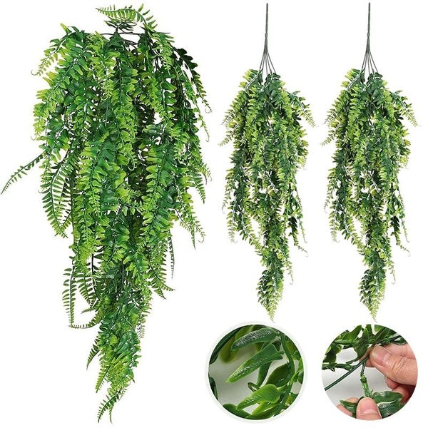 1-2PCS Artificial Hanging Ferns,Simulation Hanging Plants Fake Ivy UV Resistant,Suitable For Bedroom,Patio,Deck,Garden Home Decorations