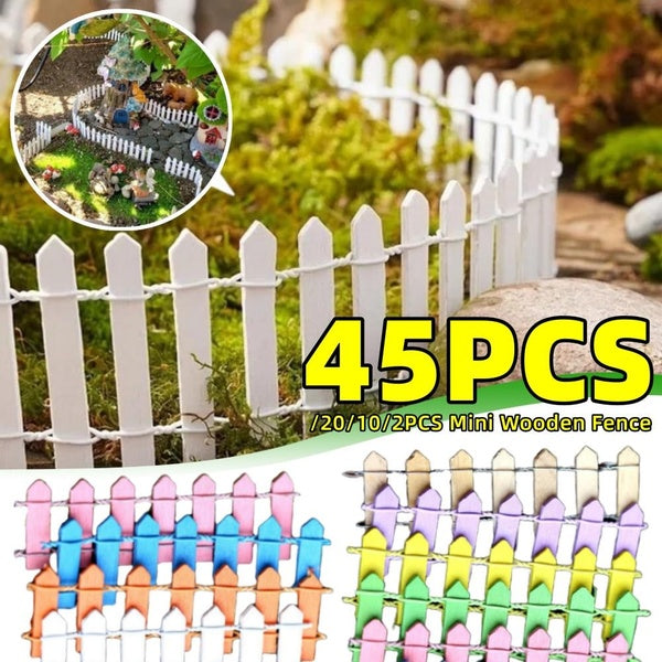 45-20-10-2PCS Small Wood Fence DIY Dollhouse Miniature Fairy Garden Micro Plant Pot Decor Bonsai Lawn Decor Ornament Mini Fairy Garden Accessories Matron Inn