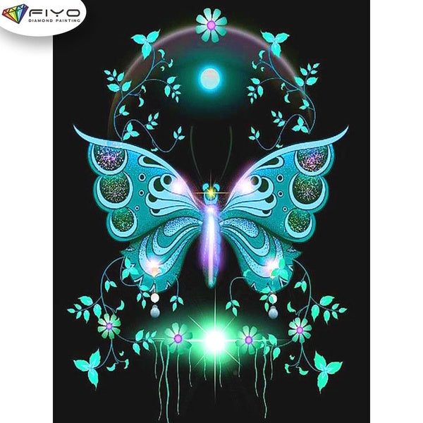 FIYO Beautiful Butterfly Diamond Painting Kits For Adults DIY 5D Diamond Mosaic Diamond Painting Home and Kitchen Fashion Canvas Pictures Wall Decora