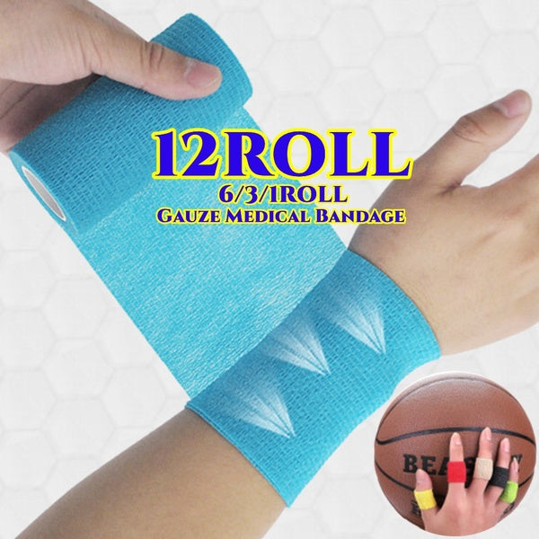 12-6-3-1Roll Gauze Medical Bandage Self-adhesive Breathable Elastic Bandages for Sports Fixing Finger Wrist Leg Adhesive Bandage Wrap for First Aid,