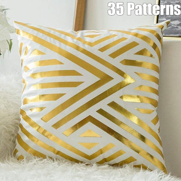 1Pcs Gold Stamping Holding Pillowcase European Classical Sofa Cushion Cover Waist Pillow Covers 45 * 45cm