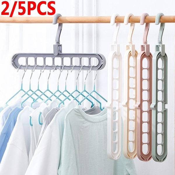 2-5PCS Hanger Multi-function 9 Hole Hanger Household Clothes Hanger 360 Rotating Foldable Magic Hanger Space Saving Clothes Storage