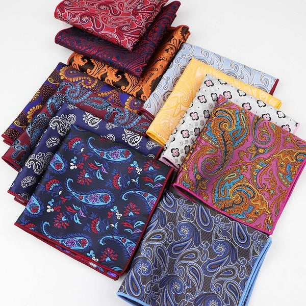 ZONFAZ Paisley Hankerchief Polyester Scarves Vintage Fabric Of Business Suit Hankies Men's Pocket Square Handkerchiefs 26*26cm