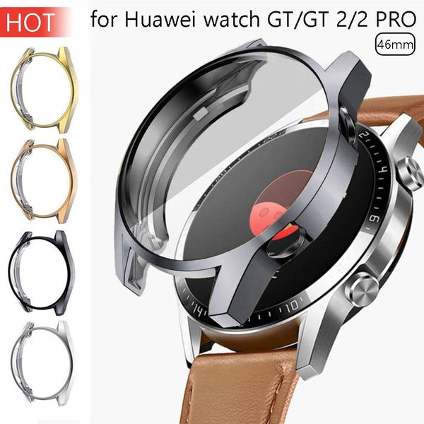 TPU Case with film - without film Screen Protector soft Sport Plated bumper All-Around Anti-fall cover for huawei watch 2 pro-GT -GT 2 46 mm for huaw