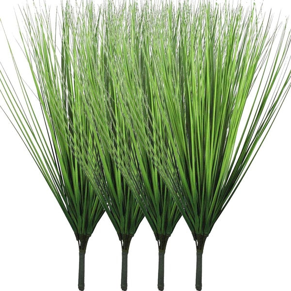 4 Bunches Artificial Plants Plastic Wheat Grass Faux Shrubs Simulation Greenery Faux Flowers Fake Shrubs Plant for Outdoor Planters Indoor Outside Ha