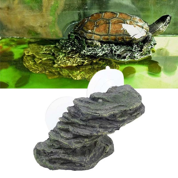 VOCOSTE Plate-Forme de Bain de Tortue, Ornement d'aquarium de Roche de Tortue en résine de Schiste d'escalade de Reptile