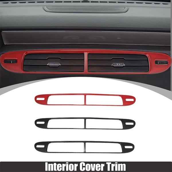 Center Air Conditioner Outlet Vent Trim Cover Interior Accessories for Chevrolet Camaro 2010-2015 Carbon Fiber Black-Red-Black