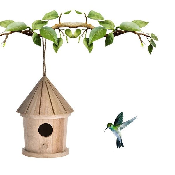 Bricolage nid d'oiseau suspendu maison d'oiseau en bois naturel Cage à oiseaux lieu de repos mural extérieur jardin arbre Simple nichoir