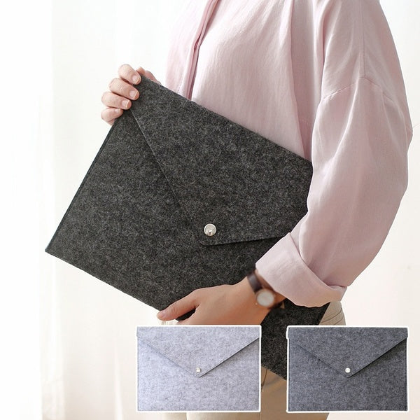 A4 Large Capacity Document Bag Simple Solid Business Briefcase File Folders Chemical Felt Filing Products Student Gifts-40