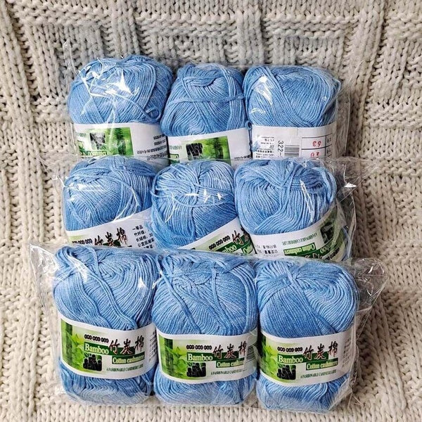 Sale 9SkeinsX50gr Bamboo Cotton Baby Blankets Hand Knitting Crochet Yarn 10 Sky Blue