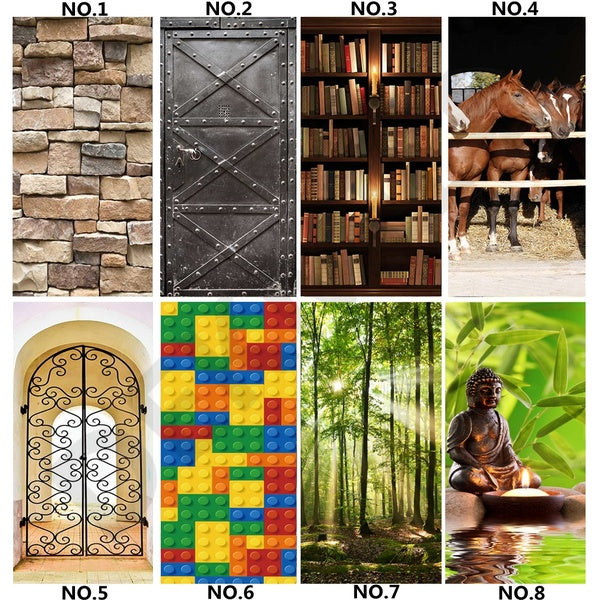 Vintage Door Sticker Adhesive Removable Stone Books Wallpaper For Bedroom Decoration Home Design Horse Wall Mural DIY Porte Posters