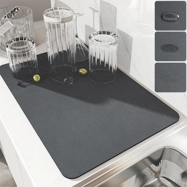 Drain Pad Rubber Dish Drying Mat,Coffee Maker Mat, Super Absorbent and Quick Dry Non-Slip Silicone Drainer Mats Tableware Bottle Rugs Kitchen Dinnerw