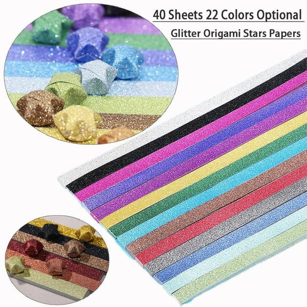 40 sheets 22 Colors Optional Lucky Star Paper Handcraft Glitter Origami Paper Strips Quilling Paper Paper Crafts