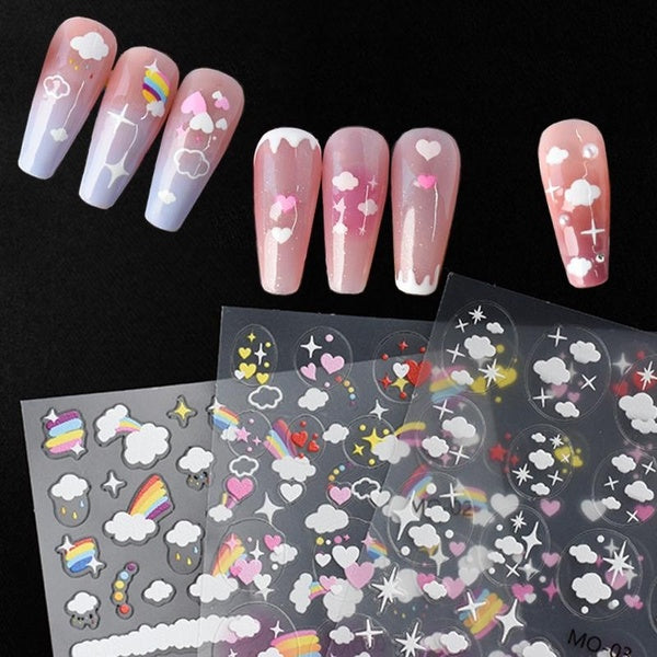 1 Sheet Cloud Art Stickers for Nail Cute DIY Decals Nail Art Decoration Accessories